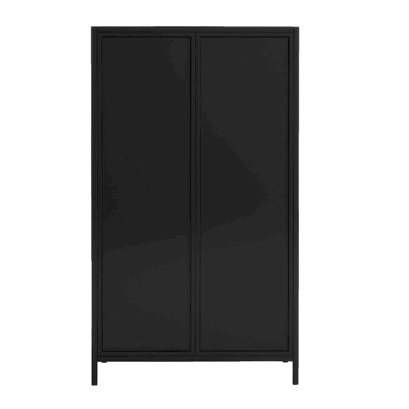 47.6Tall Metal Cabinet with Glass Doors&Flip-Top,4-Tier Display Cabinet with Open Shelves,Freestanding Steel Sideboard Buffet