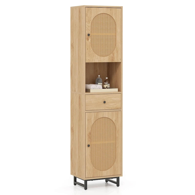 67 Tall Bathroom Cabinet with 2 Doors Open Compartment & - See Details