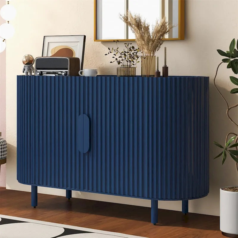 Curved Design Light Luxury Sideboard with Adjustable Shelves