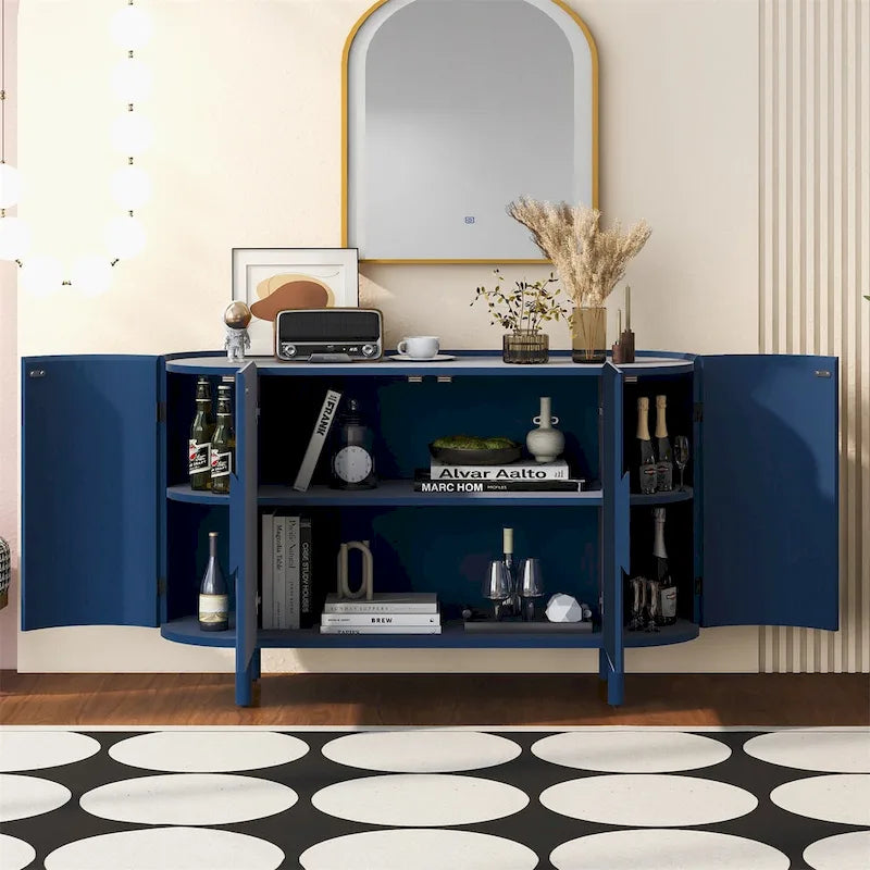 Credenza di lusso discreto dal design curvo con ripiani regolabili