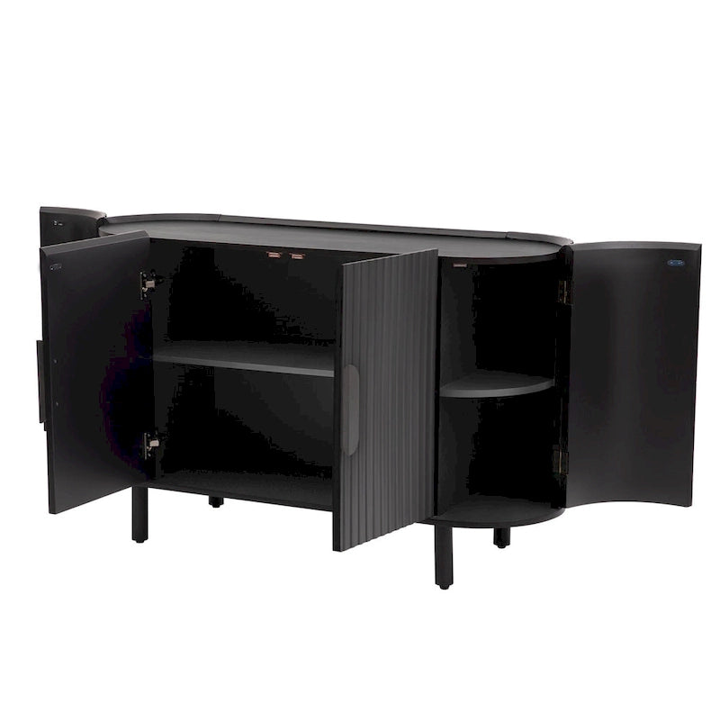 Credenza di lusso discreto dal design curvo con ripiani regolabili