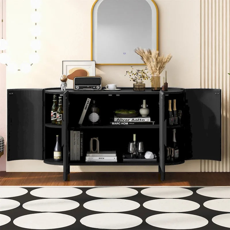 Credenza di lusso discreto dal design curvo con ripiani regolabili