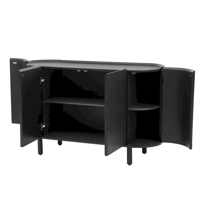 Credenza di lusso discreto dal design curvo con ripiani regolabili