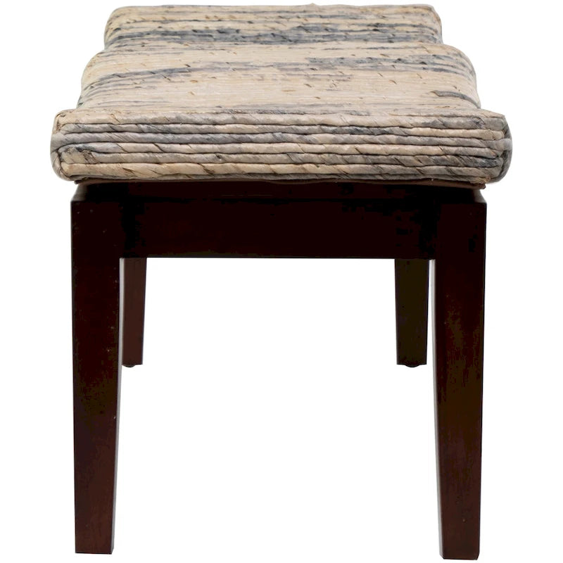 Ręcznie pleciona drewniana ławka - brązowa - 17" W x 47" L x 18" H