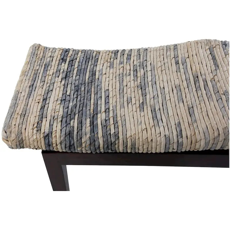 Ręcznie pleciona drewniana ławka - brązowa - 17" W x 47" L x 18" H