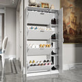 White Shoe Cabinet with Full-Length Mirror Stylish Vertical Storage