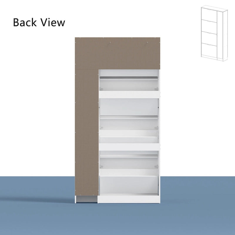 White Shoe Cabinet with Full-Length Mirror Stylish Vertical Storage