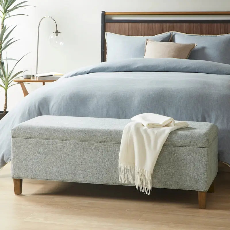 Blue Soft Close Storage Accent Bench