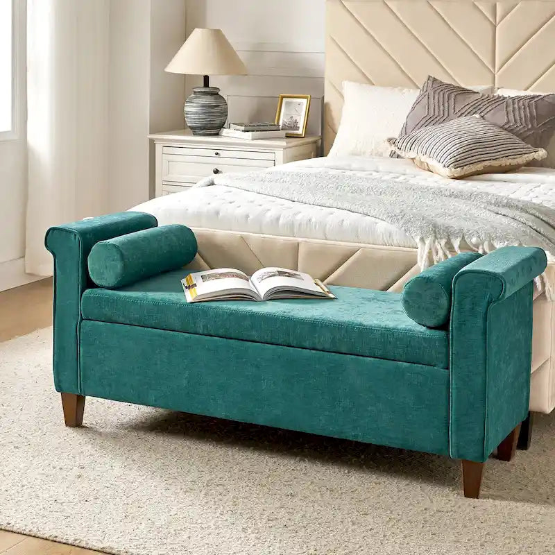 54.3 Wide Traditional Storage Bench with 2 Pillows