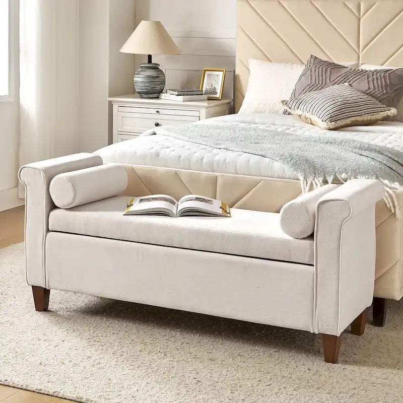 54.3 Wide Traditional Storage Bench with 2 Pillows