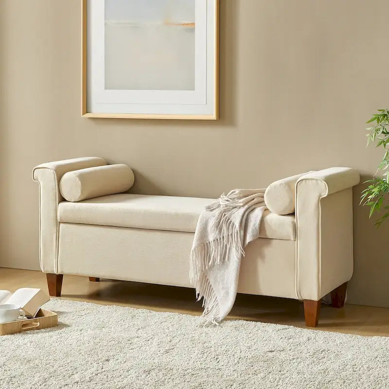 54.3 Wide Traditional Storage Bench with 2 Pillows