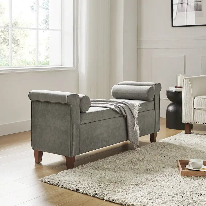 54.3 Wide Traditional Storage Bench with 2 Pillows
