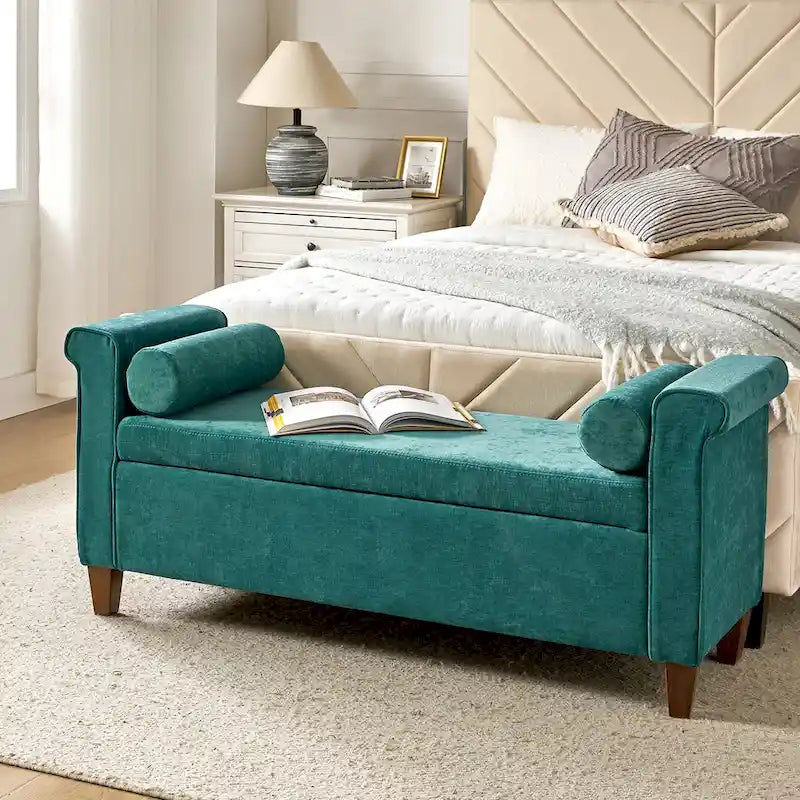 54.3 Wide Traditional Storage Bench with 2 Pillows