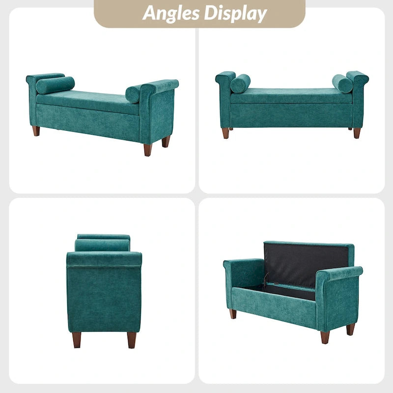 54.3 Wide Traditional Storage Bench with 2 Pillows