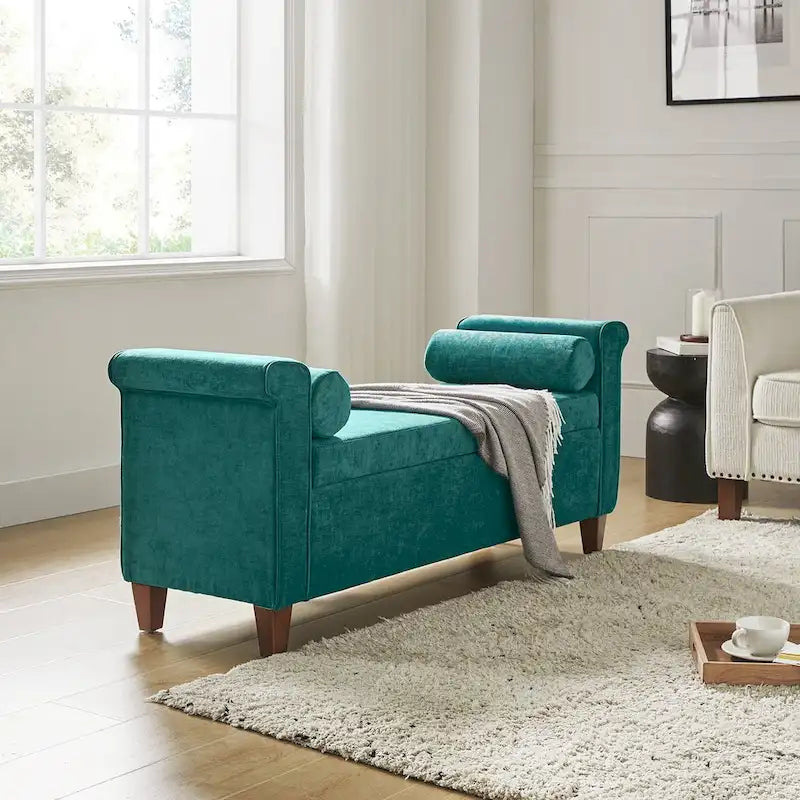 54.3 Wide Traditional Storage Bench with 2 Pillows