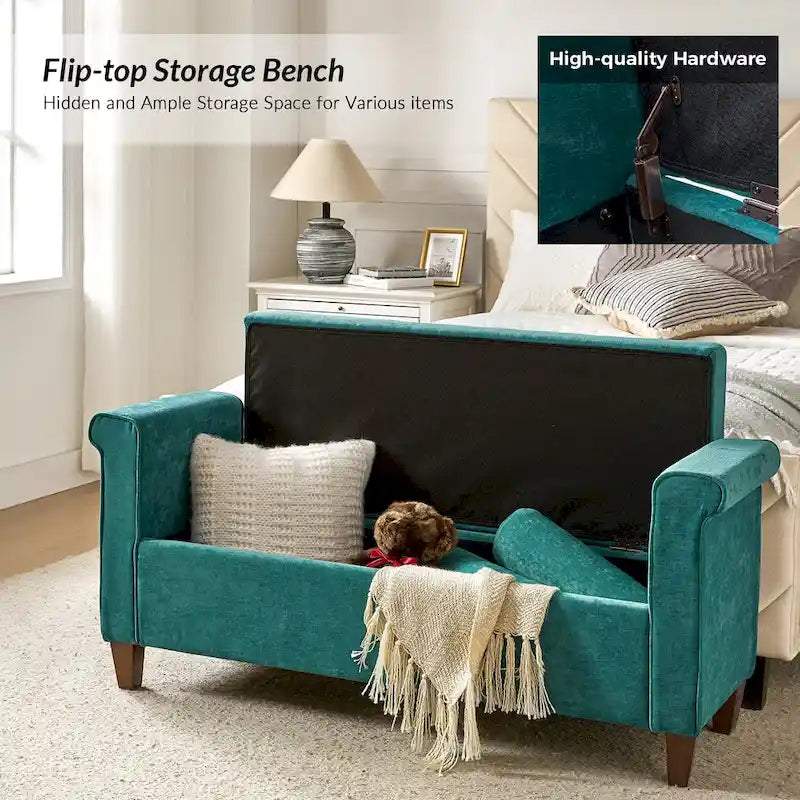 54.3 Wide Traditional Storage Bench with 2 Pillows