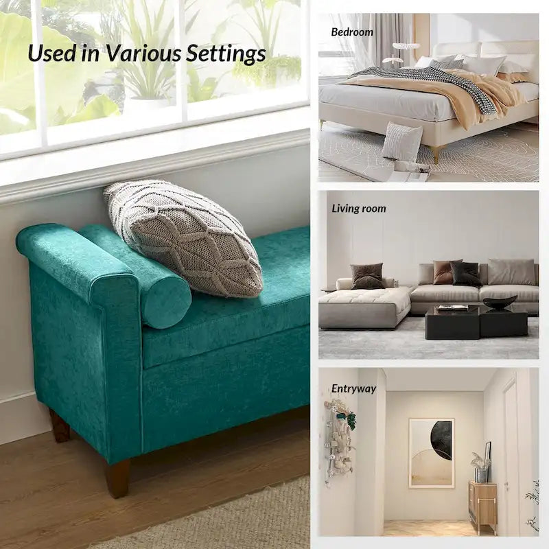 54.3 Wide Traditional Storage Bench with 2 Pillows