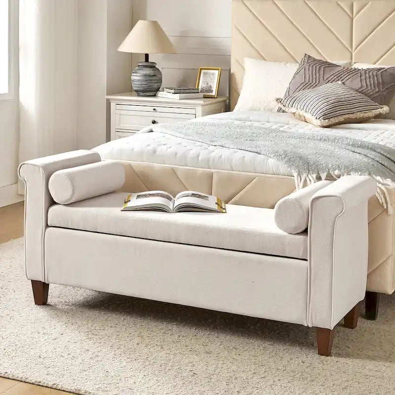 54.3 Wide Traditional Storage Bench with 2 Pillows