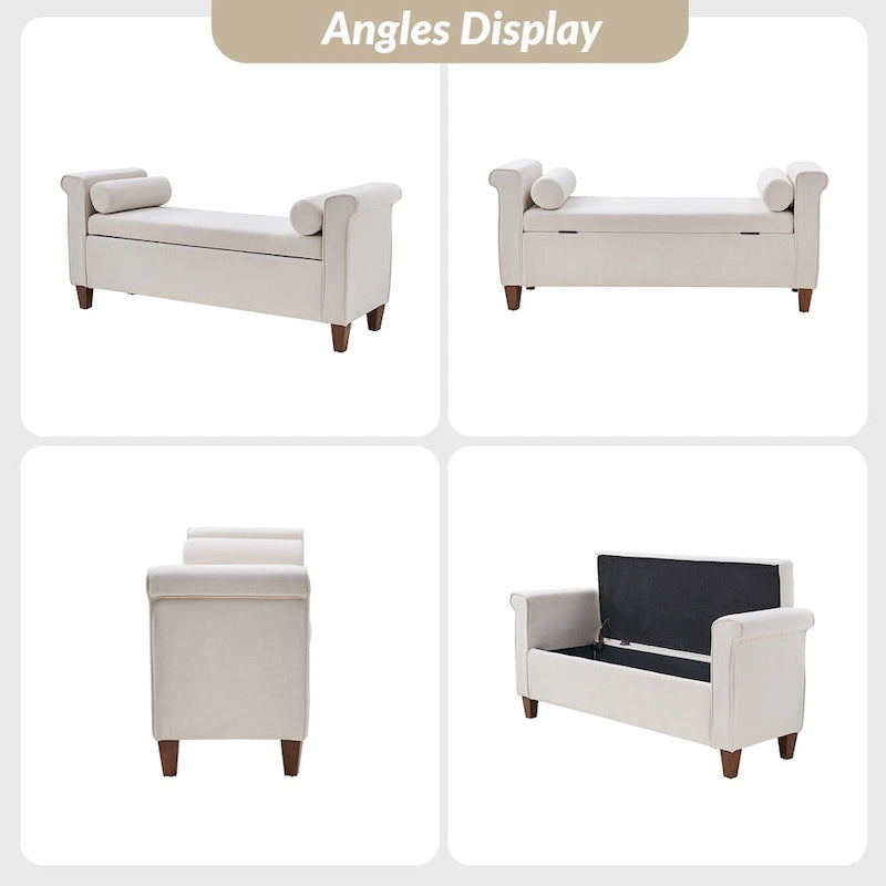 54.3 Wide Traditional Storage Bench with 2 Pillows