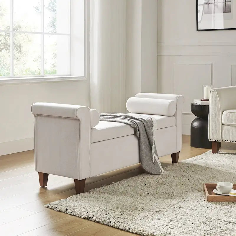54.3 Wide Traditional Storage Bench with 2 Pillows