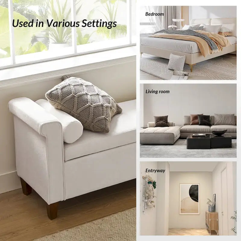 54.3 Wide Traditional Storage Bench with 2 Pillows