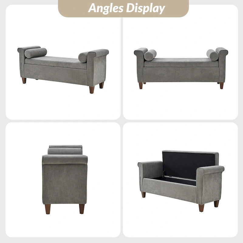 54.3 Wide Traditional Storage Bench with 2 Pillows