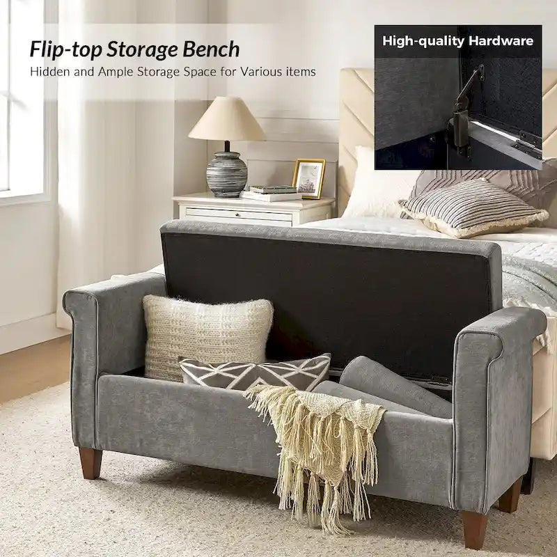 54.3 Wide Traditional Storage Bench with 2 Pillows