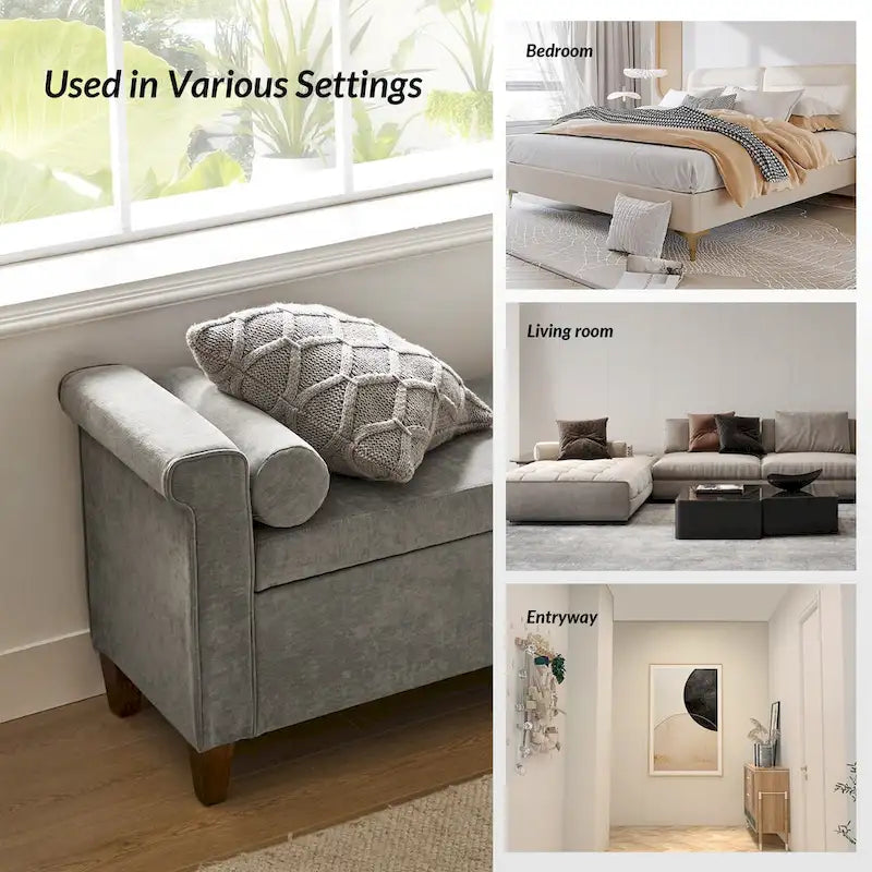 54.3 Wide Traditional Storage Bench with 2 Pillows