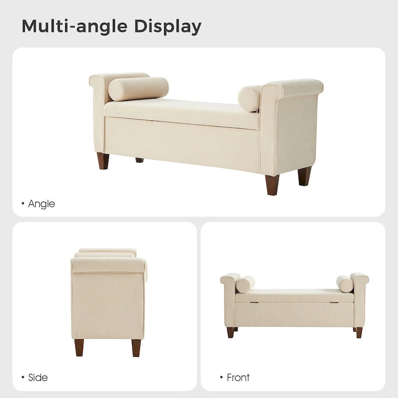 54.3 Wide Traditional Storage Bench with 2 Pillows