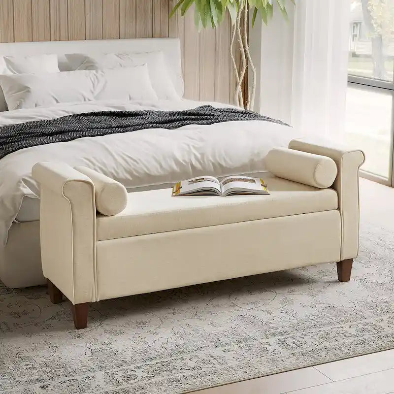 54.3 Wide Traditional Storage Bench with 2 Pillows