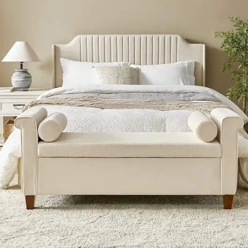 54.3 Wide Traditional Storage Bench with 2 Pillows