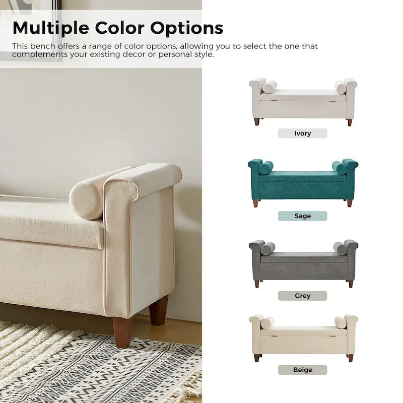 54.3 Wide Traditional Storage Bench with 2 Pillows