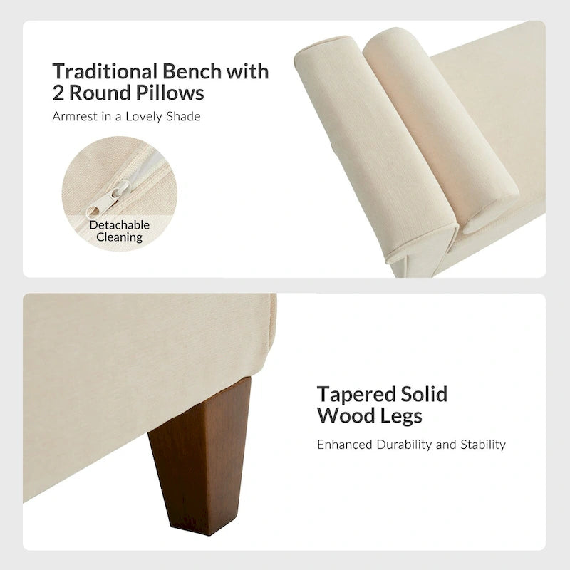 54.3 Wide Traditional Storage Bench with 2 Pillows