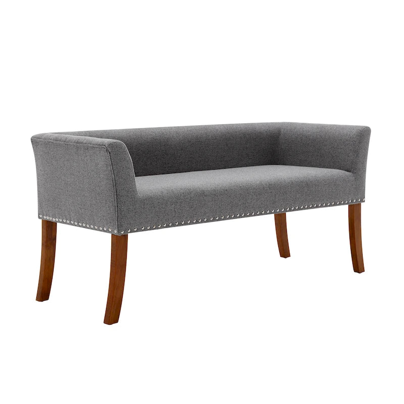 Fabric Upholstered Bench with Rubberwood Legs