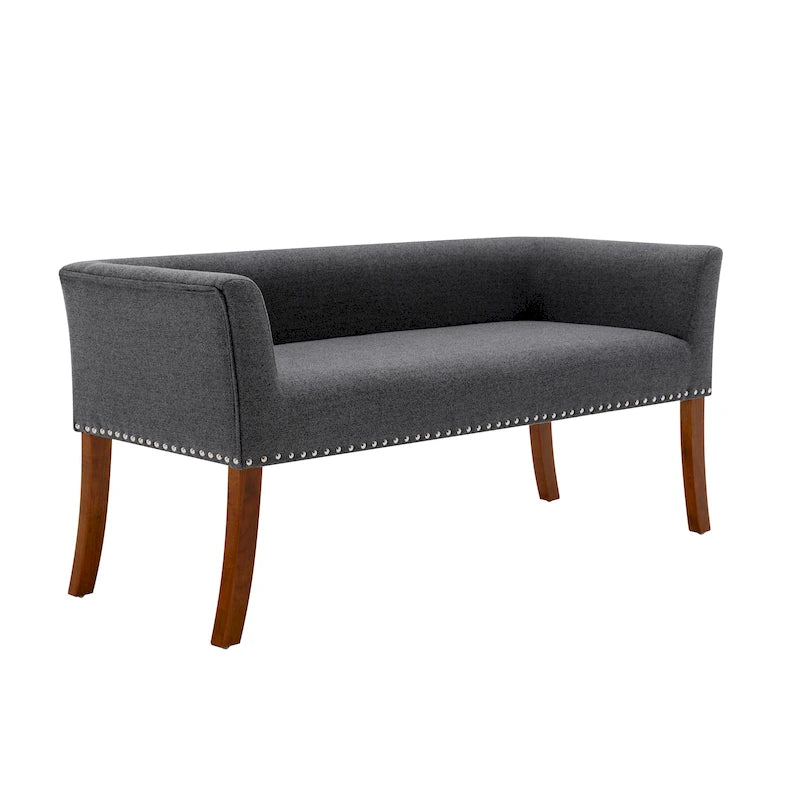 Fabric Upholstered Bench with Rubberwood Legs
