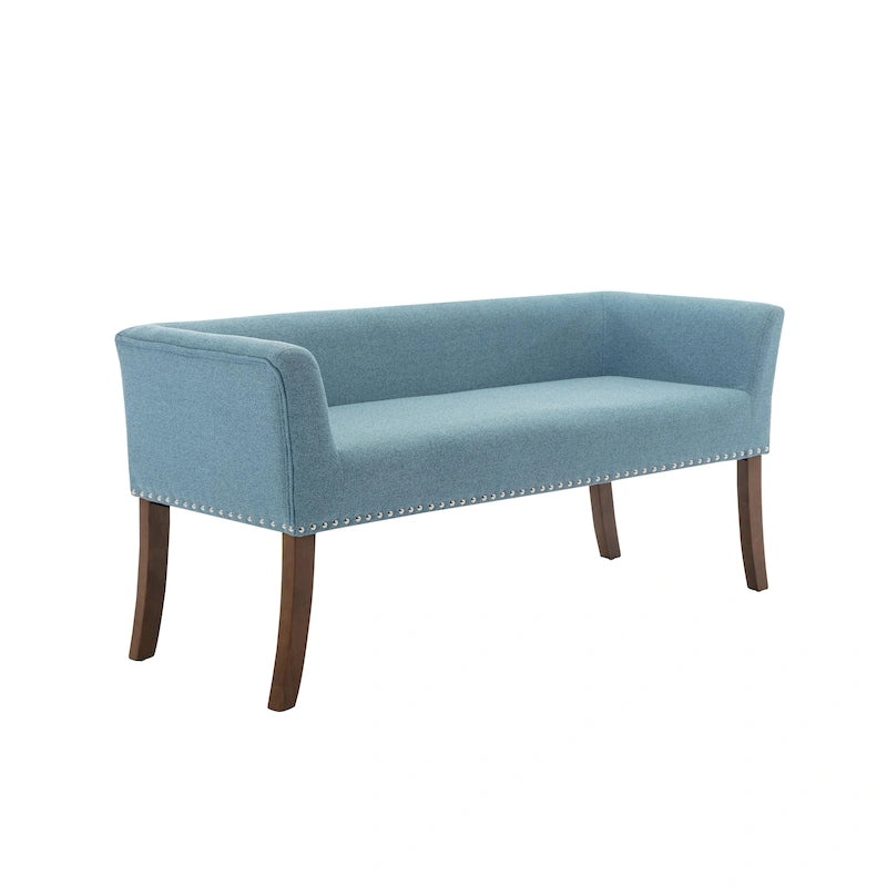 Fabric Upholstered Bench with Rubberwood Legs