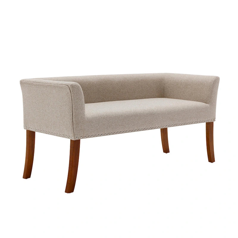 Fabric Upholstered Bench with Rubberwood Legs