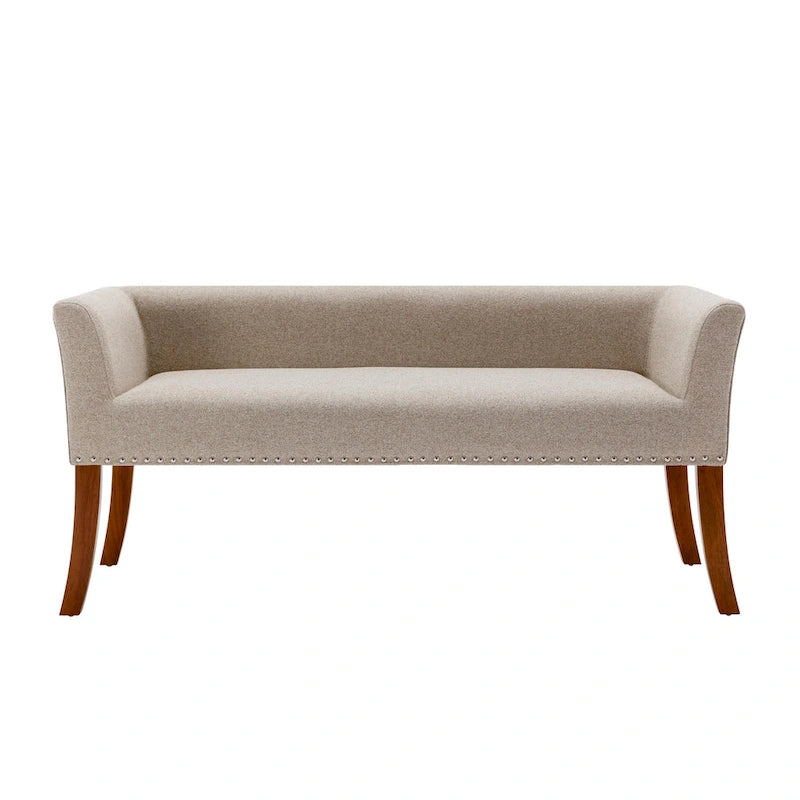 Fabric Upholstered Bench with Rubberwood Legs