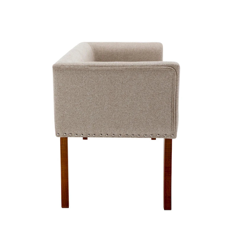 Fabric Upholstered Bench with Rubberwood Legs
