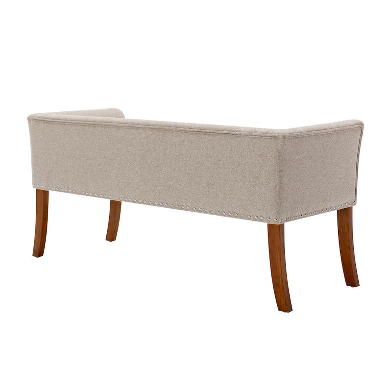 Fabric Upholstered Bench with Rubberwood Legs