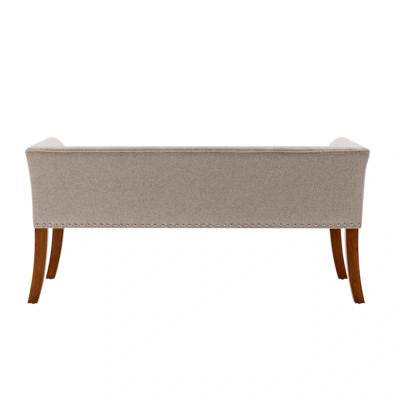 Fabric Upholstered Bench with Rubberwood Legs