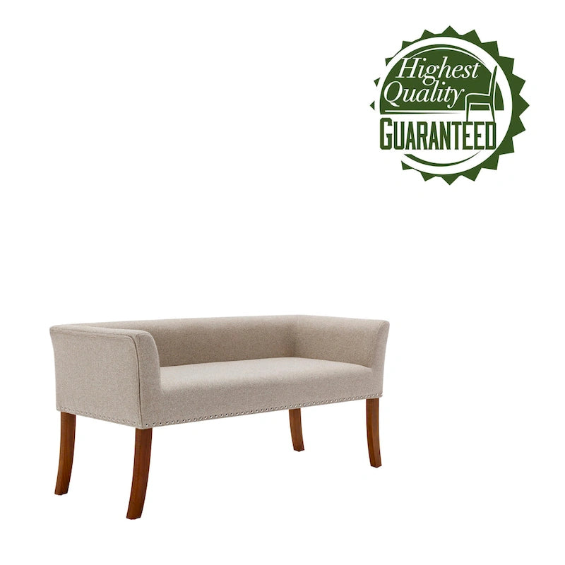 Fabric Upholstered Bench with Rubberwood Legs