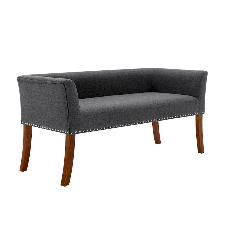 Fabric Upholstered Bench with Rubberwood Legs