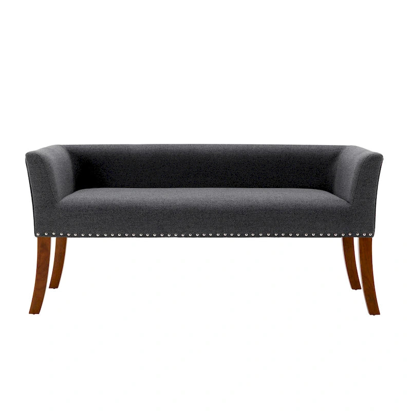 Fabric Upholstered Bench with Rubberwood Legs