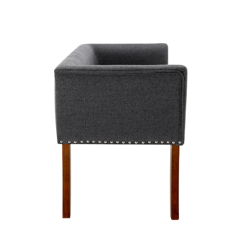Fabric Upholstered Bench with Rubberwood Legs