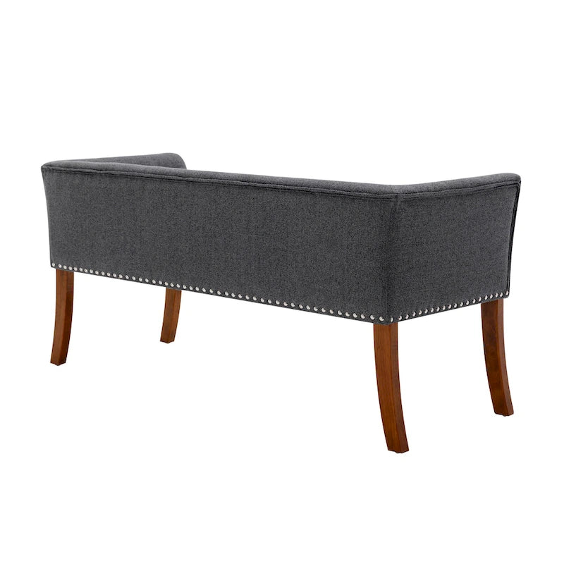 Fabric Upholstered Bench with Rubberwood Legs