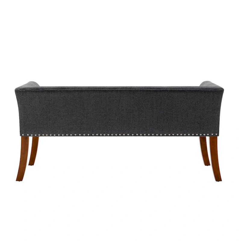 Fabric Upholstered Bench with Rubberwood Legs