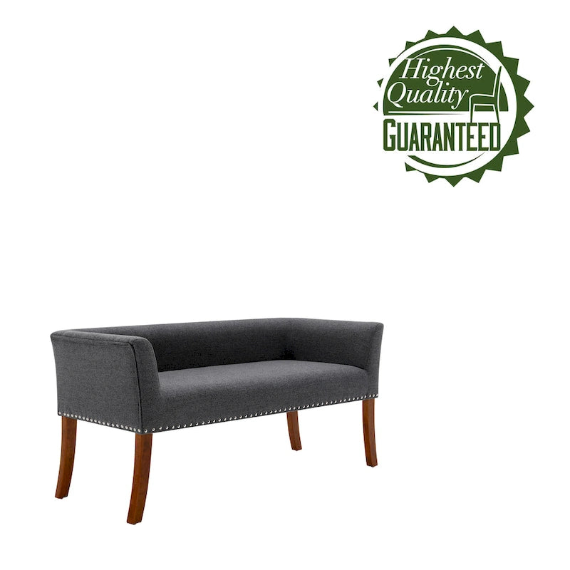 Fabric Upholstered Bench with Rubberwood Legs