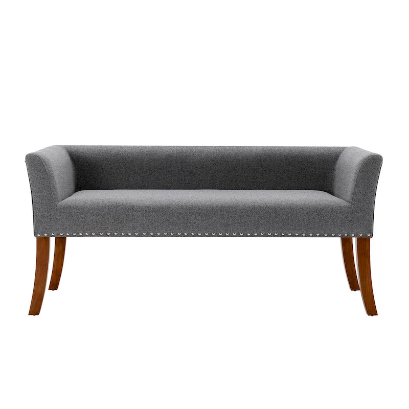 Fabric Upholstered Bench with Rubberwood Legs