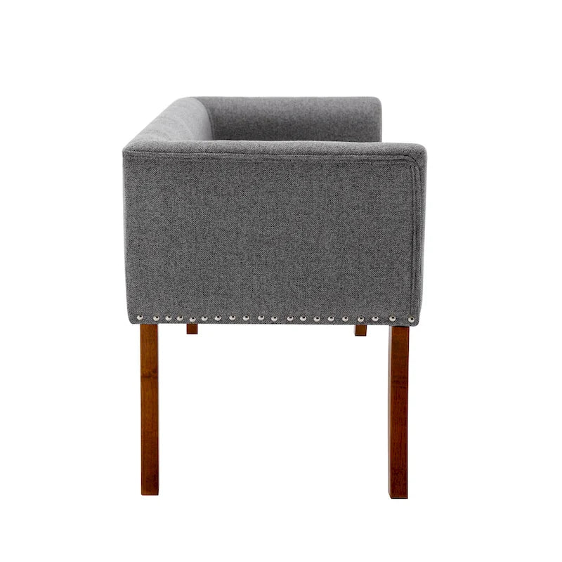 Fabric Upholstered Bench with Rubberwood Legs